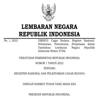 REGISTER NASIONAL DAN PELESTARIAN CAGAR BUDAYA