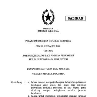 JAMINAN KESEHATAN BAGI PIMPINAN PERWAKILAN REPUBLIK INDONESIA DI LUAR NEGERI