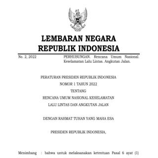 RENCANA UMUM NASIONAL KESELAMATAN LALU LINTAS DAN ANGKUTAN JALAN