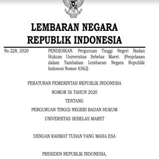 PERGURUAN TINGGI NEGERI BADAN HUKUM UNIVERSITAS SEBELAS MARET