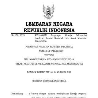 TUNJANGAN KINERJA PEGAWAI DI LINGKUNGAN SEKRETARIAT JENDERAL KOMISI NASIONAL HAK ASASI MANUSIA
