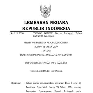 PENETAPAN DAERAH TERTINGGAL TAHUN 2020-2024