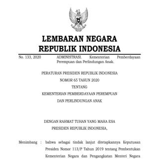 KEMENTERIAN PEMBERDAYAAN PEREMPUAN  DAN PERLINDUNGAN ANAK