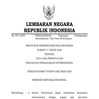 TATA CARA PERSETUJUAN  PERJANJIAN PERDAGANGAN INTERNASIONAL
