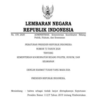 KEMENTERIAN KOORDINATOR BIDANG POLITIK, HUKUM, DAN  KEAMANAN