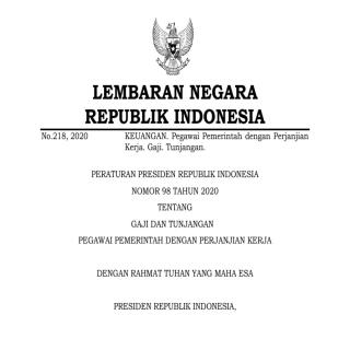 GAJI DAN TUNJANGAN  PEGAWAI PEMERINTAH DENGAN PERJANJIAN KERJA