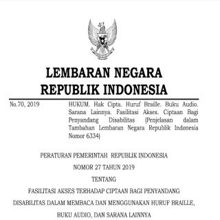 FASILITASI AKSES TERHADAP CIPTAAN BAGI PENYANDANG DISABILITAS DALAM MEMBACA DAN MENGGUNAKAN HURUF BRAILLE, BUKU AUDIO, DAN SARANA LAINNYA