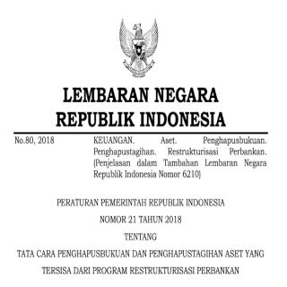 TATA CARA PENGHAPUSBUKUAN DAN PENGHAPUSTAGIHAN ASET YANG TERSISA DARI PROGRAM RESTRUKTURISASI PERBANKAN