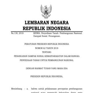 PENANGANAN DAMPAK SOSIAL KEMASYARAKATAN DALAM RANGKA PENYEDIAAN TANAH UNTUK PEMBANGUNAN NASIONAL