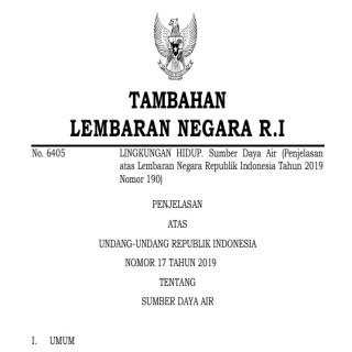 UNDANG-UNDANG REPUBLIK INDONESIA NOMOR 17 TAHUN 2019019  TENTANG SUMBER DAYA AIR