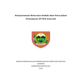 Penyusunan Rencana Induk dan Peta Jalan Pemajuan IPTEK Daerah Kabupaten Boyolali
