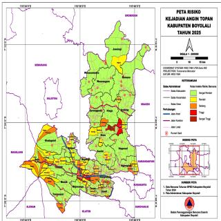 Peta Daerah Terdampak Bencana Tahun 2024 dan Peta Risiko Bencana Tahun 2025 Kabupaten Boyolali