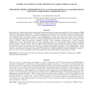 TRAINING NEEDS ASSESSMENT (TNA) UNTUK PENINGKATAN KOMPETENSI ANGGOTA PMR MADYA DI BOYOLALI 1